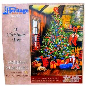William Mangum Heritage Christmas Jigsaw Puzzle‎ 550 pc Christmas Tree Pets NEW